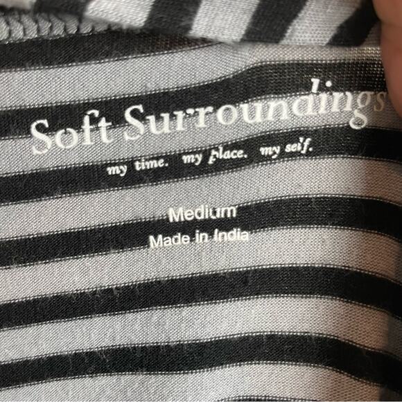 Soft Surroundings Black & Gray Stripe Knit Embroidered Tunic Medium - Picture 7 of 8